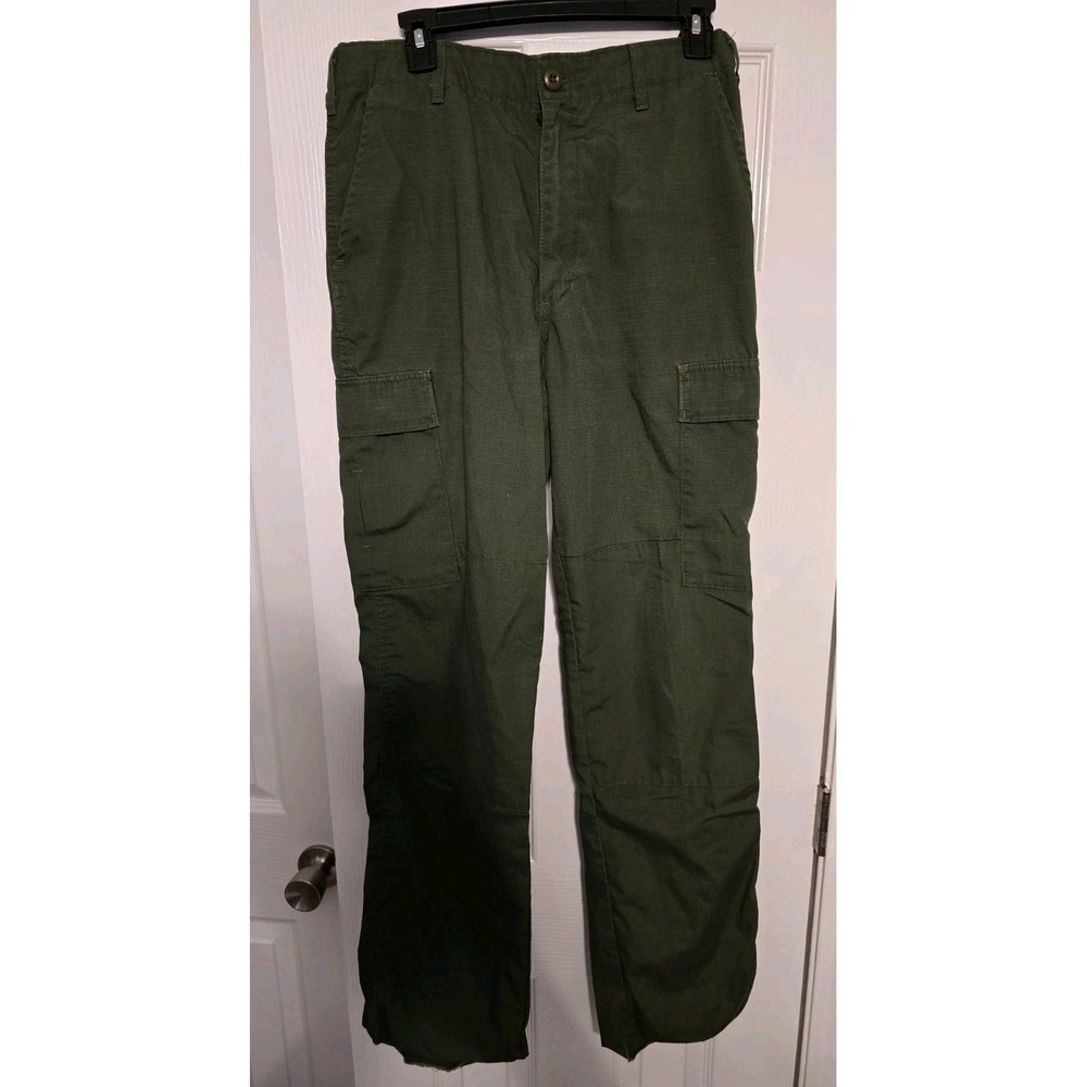 Vintage Camco Cargo Pants Mens 28x32 Green Straight Loose Ripstop Made USA
